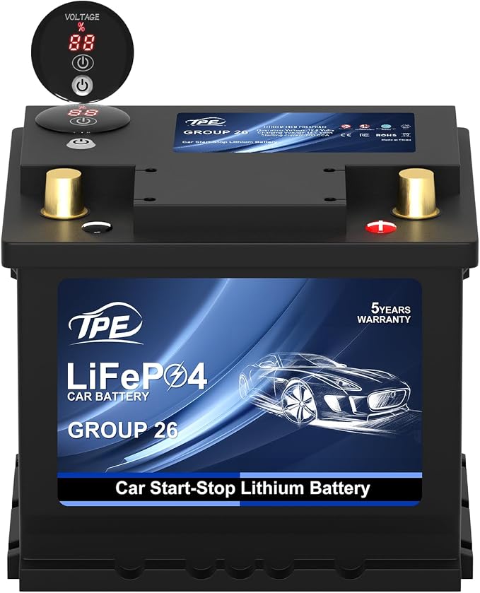 TPE Car Start Stop System BCI Group26 LiFePO4 Lithium-ion Battery 12.8V 800A by TPE