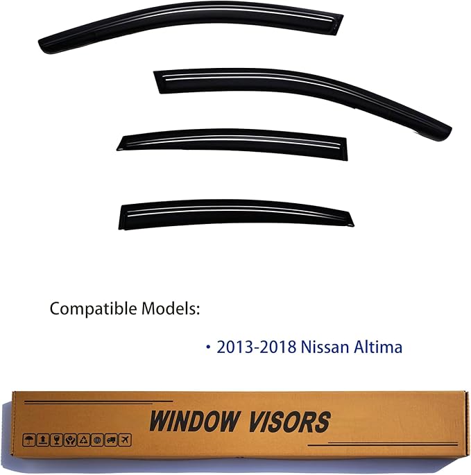 Window Visors Rain Guards fits 2013-2018 Altima, Out-Channel Window Wind - Image 2