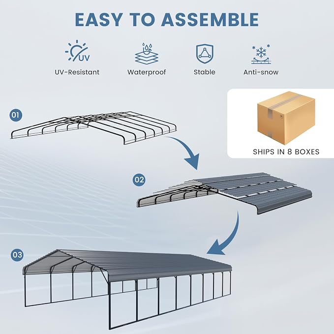 EROMMY 20x40 FT Metal Carport, Heavy Duty Carports - Image 6