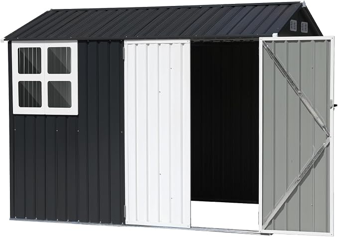 Verano Garden 8x6FT Outdoor Storage Shed, Galvanized Steel Metal Garden Shed - Image 8