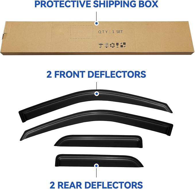 Window Visors Rain Guards for 2009-2018 Dodge Ram 1500 Quad Cab, Out-Channel - Image 5