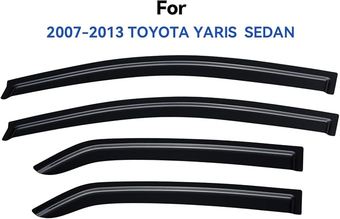 Window Visors Rain Guards for 2007-2013 Toyota Yaris Sedan, Out-Channel Window - Image 2