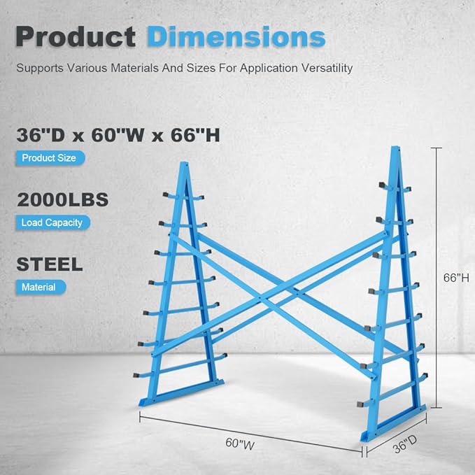Yeeoy Steel Horizontal Storage Rack, 7 Tier Detachable Lumber Storage Rack - Image 3