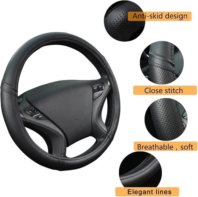 CAR PASS Leather Two Front Car Seat Cover; 4Pcs Waterproof Car Floor Mats & - Image 7
