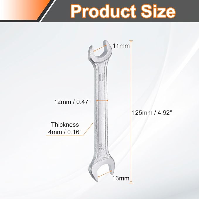 HARFINGTON Double Open End Wrench 11mm x 13mm Metric 15 Degree Offset Angle - Image 2