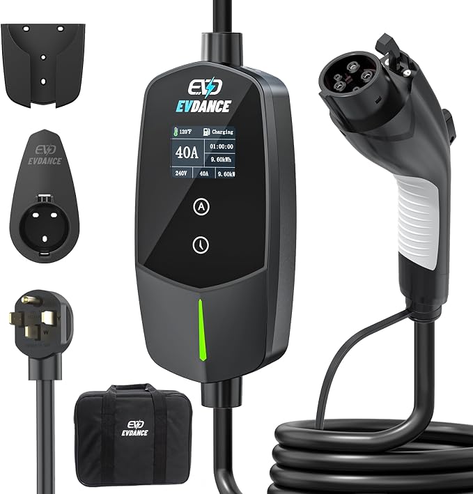 Level 2 EV Charger 40Amp, 240V 9.6KW Portable Electric Vehicle Charging Stations by EVDANCE