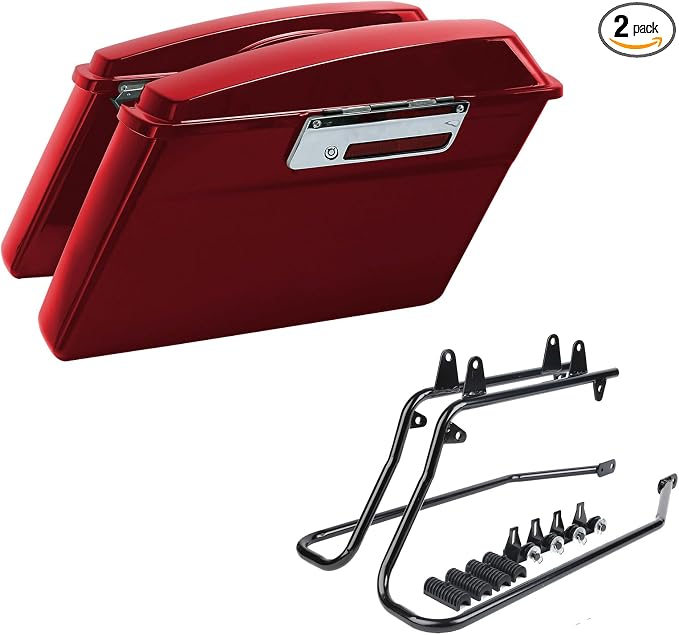 XFMT Red Hard Saddlebags Saddle Bags Trunk W/Black Conversion Brackets by XFMT