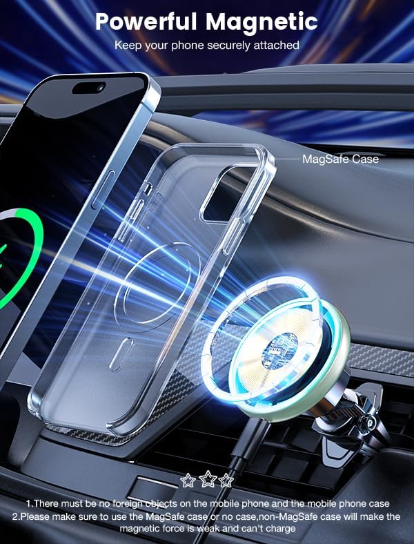 MOKPR for Magsafe Car Mount Charger-15W Wireless Car Charger-Magnetic Car Phone - Image 6