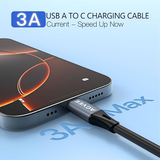 AGVEE 5ft Coiled Short USB to USB-C Charging Cable 3A Fast Charger Cord in Car - Image 2
