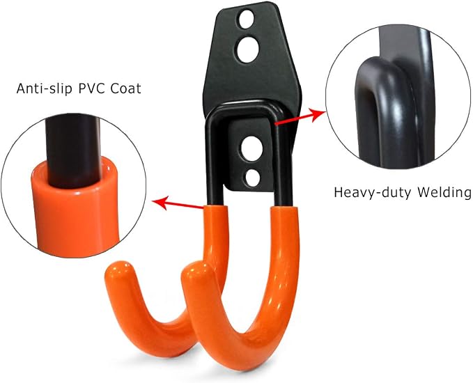 2 Pack Garage Storage Utility Hooks，Garage Garden Tool Organizer，Steel Wall - Image 3