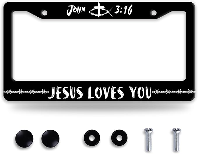 John 3:16 Jesus Loves You License Plate Frame Christian License Plate Frames by BRAGHRTED