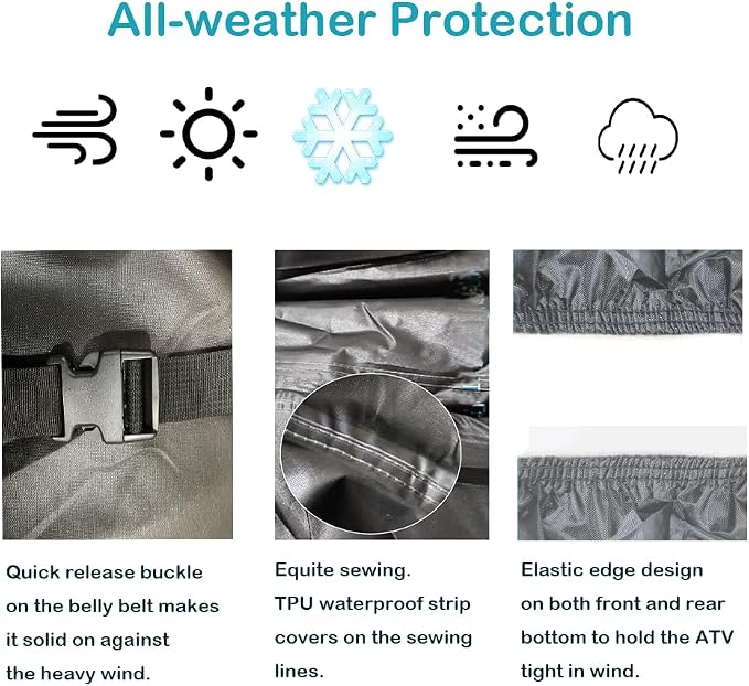 QYMOTO ATV Cover, Large ATV Cover XL 2-UP 4 Wheeler Quad Outdoor Full - Image 9