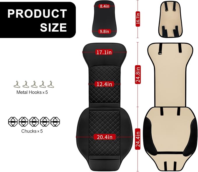 2 Pack Leather Front Seat Covers, Universal Sideless Car Seat Protectors - Image 2