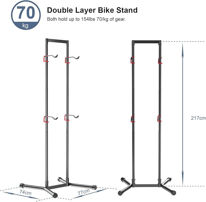 teraysun Indoor 4 Bike Storage Rack, Adjustable Arm Hook - Image 3