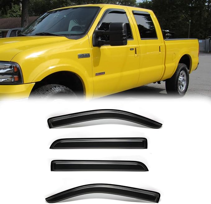 4pcs Outside Mount Style Window Rain Guards Durable Side Wind Deflectors Dark - Image 2