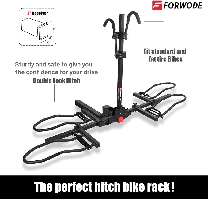 FORWODE Hitch Mount Bike Rack Fits 2 X 80 lbs Bicycle, Platform Bike Rack - Image 2