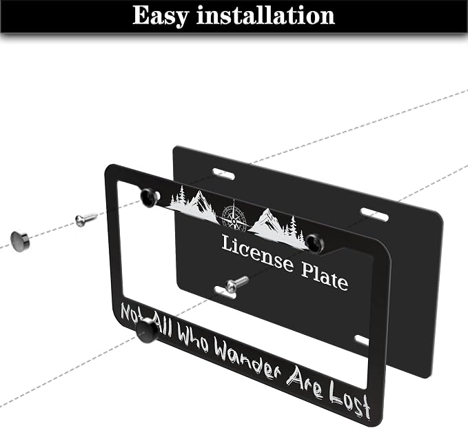 Metal License Plate Frame Black and White License Plate Frames Not All Who - Image 7