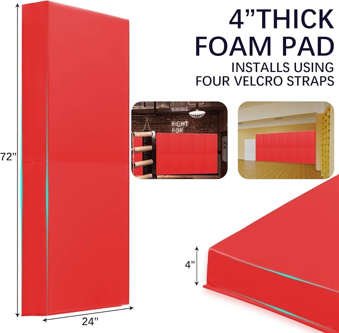 PROGOAL 60"/72" High Gym Wall Padding 2"/4" Thick Foam Basketball Court Wall - Image 5