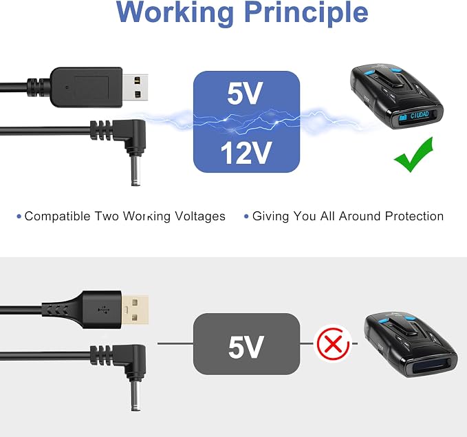 Radar Detector Power Cable, USB to RJ11 DC3.5 Cable, Replacement Radar - Image 3