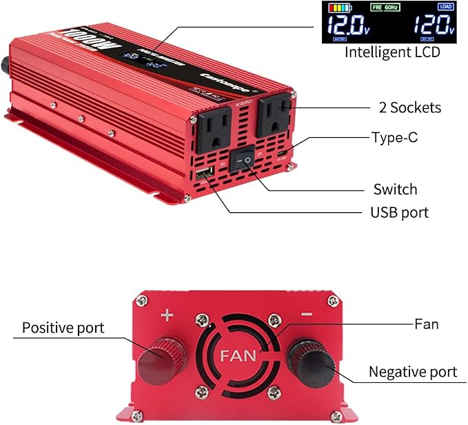 1000W Car Power Inverter DC 12V to 110V/120V AC Converter - Image 6