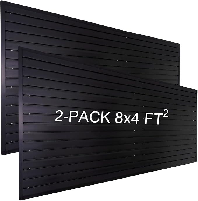 Slat Wall Paneling Garage Wall Organizer, PVC Black Slatwall Panels 2 Pack 4x8 by FRAYSCENT