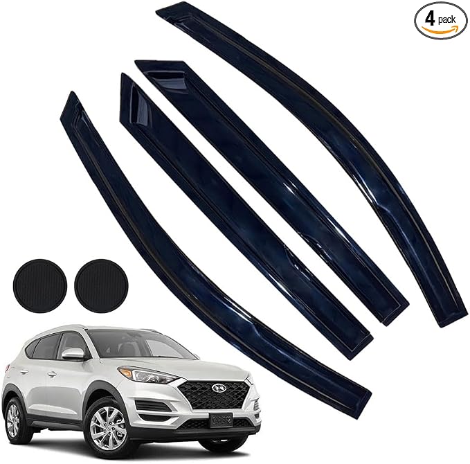 Rain Guards for Hyundai Tucson SEL 2016-2021, Tape-on Side Window Deflectors by LETINGFAR
