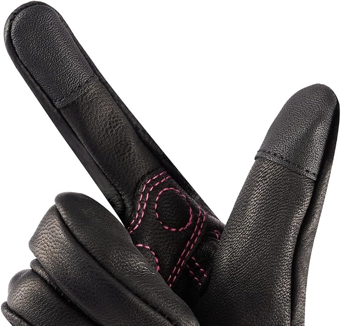Harssidanzar Women's Motorcycle Gloves, Leather Motorcycle Gloves, Motorbike - Image 5