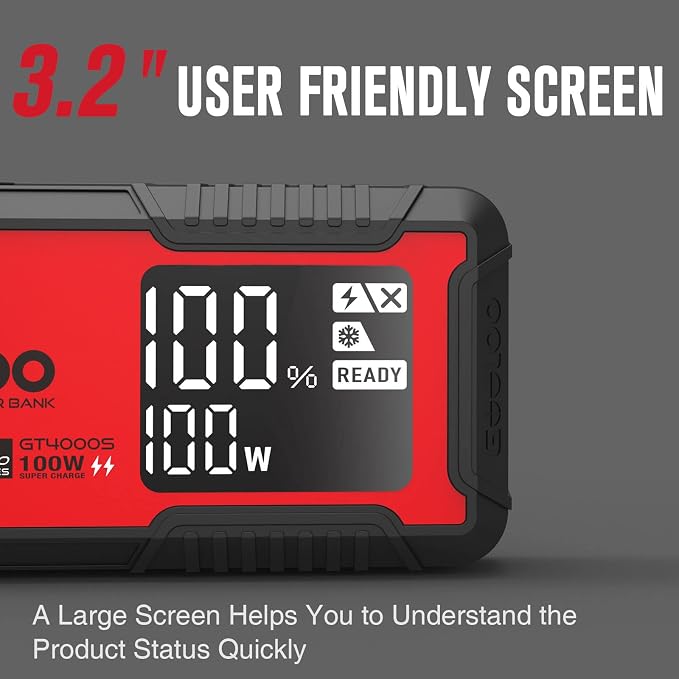 GOOLOO GT4000S Jump Starter 4000 Amp Car Starter 100W Two-Way Fast-Charging - Image 5