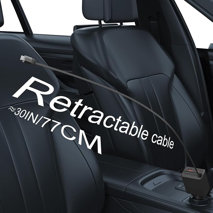 Retractable Car Charger, Total 75W Fast Charger 3 in 1 USB C Car Adapter - Image 3