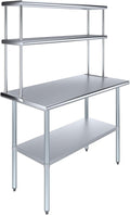 Amgood Stainless Steel Work Table Wide Double Tier Overshelf | NSF | Metal by AmGood