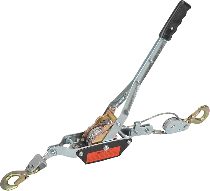 2 Ton Heavy Duty 2 Hook Steel Cable Dual Gear Power Puller Come Along Chain by TBAPFS