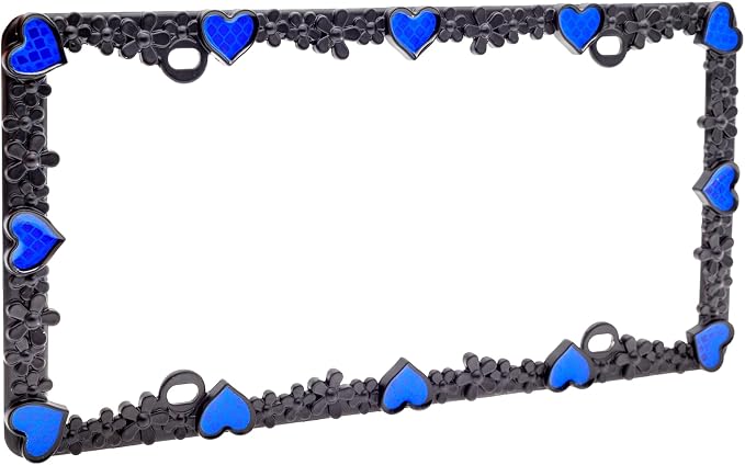 Creathome 3D Daisy Heart License Plate Frame from Pure Zinc Alloy Metal Perfect - Image 6