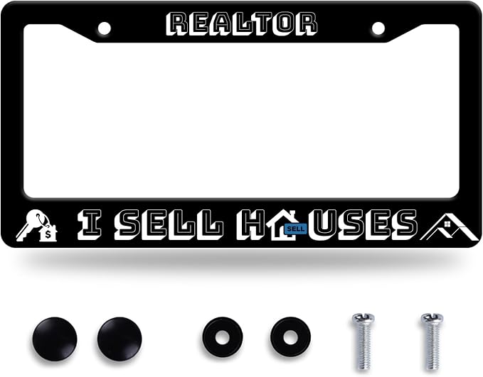 Realtor I Sell Houses License Plate Frame Funny License Plate Stainless Steel by GORSNKYE