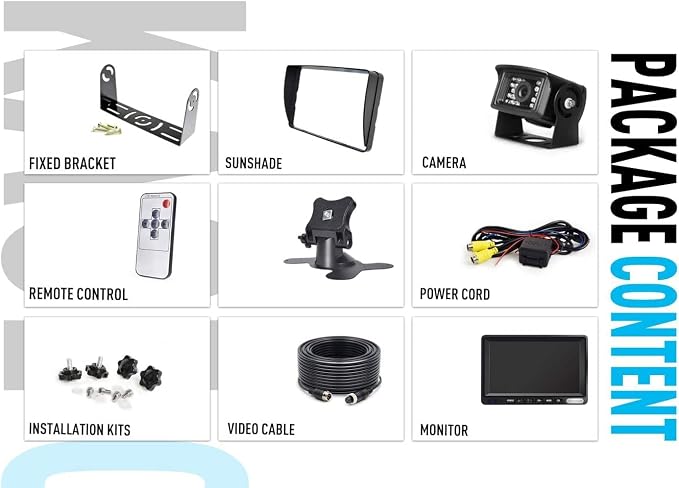 Rear View Camera Kit, Wired Backup Camera System 7 Inch Monitor IP69 Waterproof - Image 4
