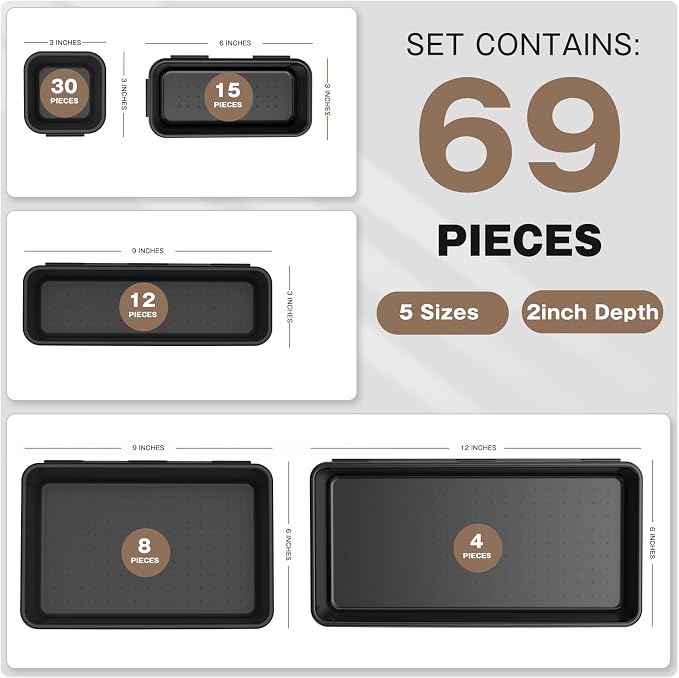 【More Larger Size】A-LUGEI【69Pcs】【5 Size】 Tool Box Organizer Tray Divider Set - Image 3