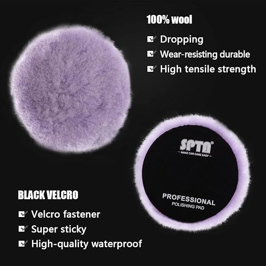 SPTA 2Pcs 6Inch Wool Cutting Pad Set, Car Polisher - Image 3