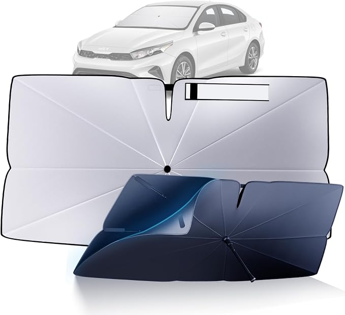 Windshield Sun Shade Umbrella for 2019-2025 Kia Forte Accessories: Custom Fit by HIMUMOY