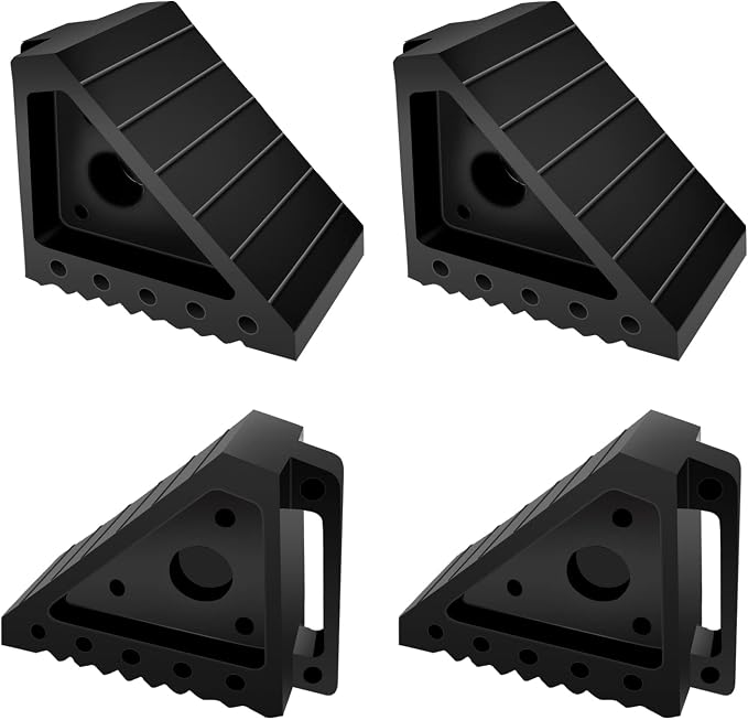 ROBLOCK 4 PCS Heavy Duty Rubber Wheel Chocks, Solid Durable Tire Chock by ROBLOCK