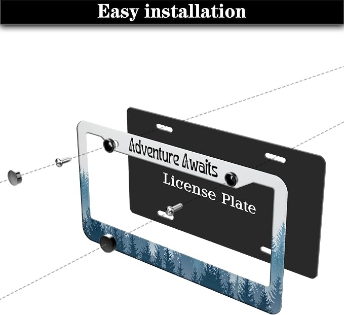License Plate Frames for Women Multicolor License Plate Cover for Men Misty - Image 7