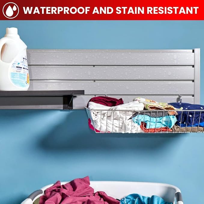 DLDIRECT Slatwall Panel Garage Wall Organizer: Heavy Duty Mounted PVC Rack - Image 2