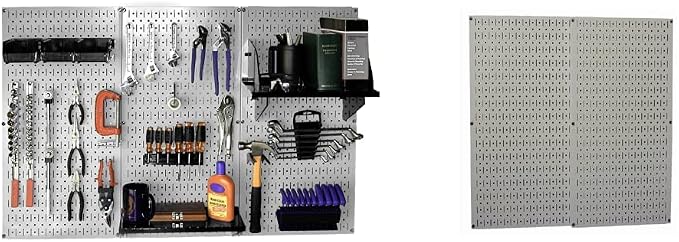 Wall Control Metal Pegboard Tool Organizer and Gray Metal Pegboard Pack by Wall+Control