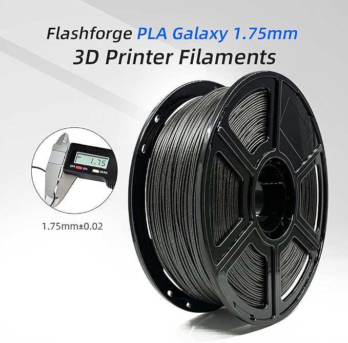 FLASHFORGE PLA Filament 1.75mm Galaxy Matte Black, 3D Printer Filament - Image 2