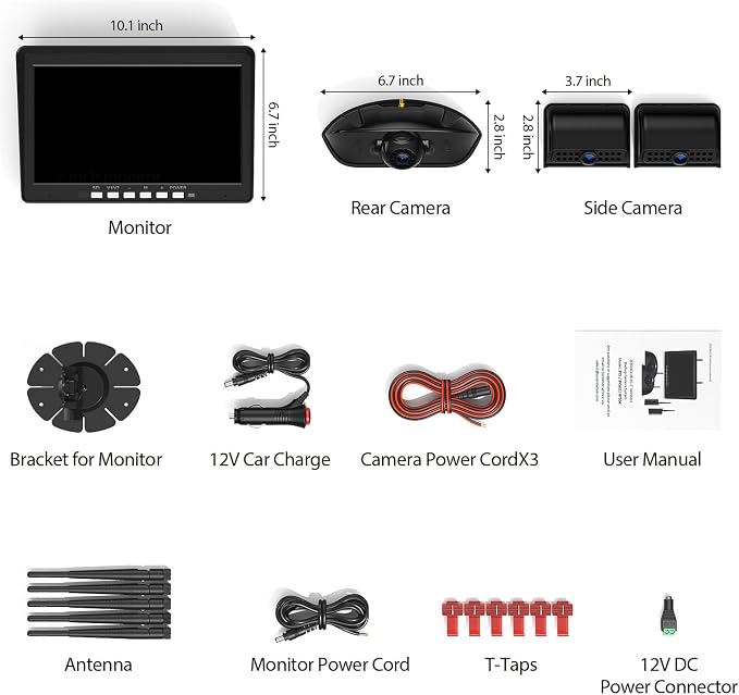 10.1" RV Backup Camera Wireless System Plug and Play, Pre-Wired - Image 8