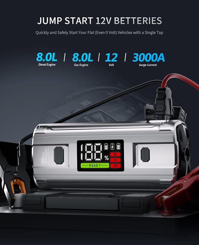 Car Jump Starter 3000A Portable: 12V Jump Start Battery Pack - Image 2