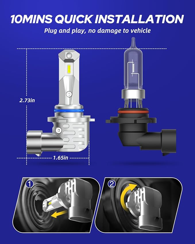 AUTOONE 9005/H B3 Bulbs, 16000LM Fog Lights 6000K White, Fanless Mini Size - Image 7