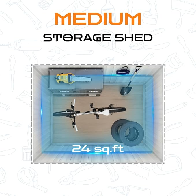 6 x 4 FT Outdoor Storage Metal Shed, Bike Garden Tool Shed - Image 7