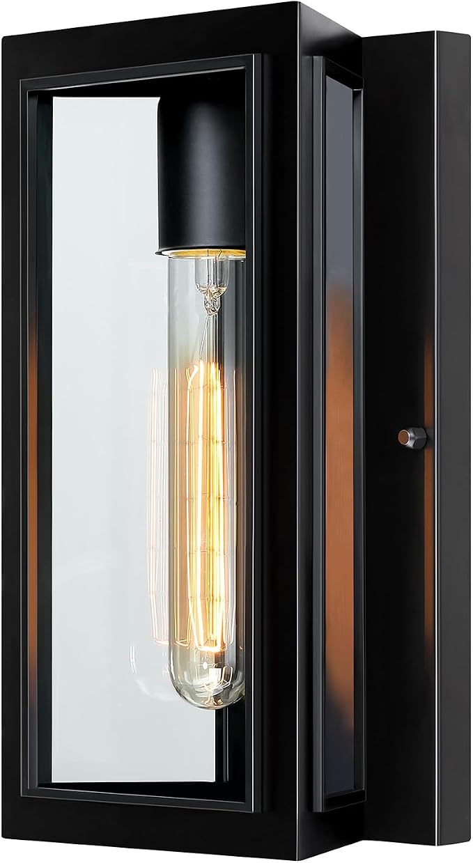 Outdoor Wall Lights, Modern Black Exterior Light Fixture Wall Mount by DOCIUEON