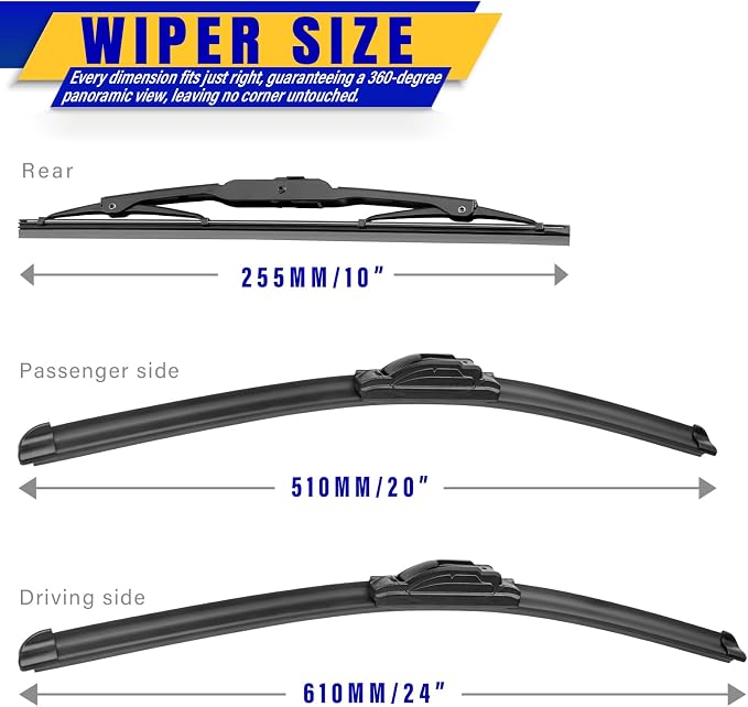 3 wipers Replacement for 2018-2023 Chevy Chevrolet Traverse, Windshield Wiper - Image 2