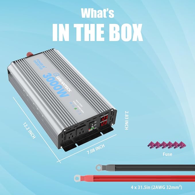 Power Inverter 3000 Watt, DC 12V to AC 110V 120V Converter Car Modified Sine - Image 4