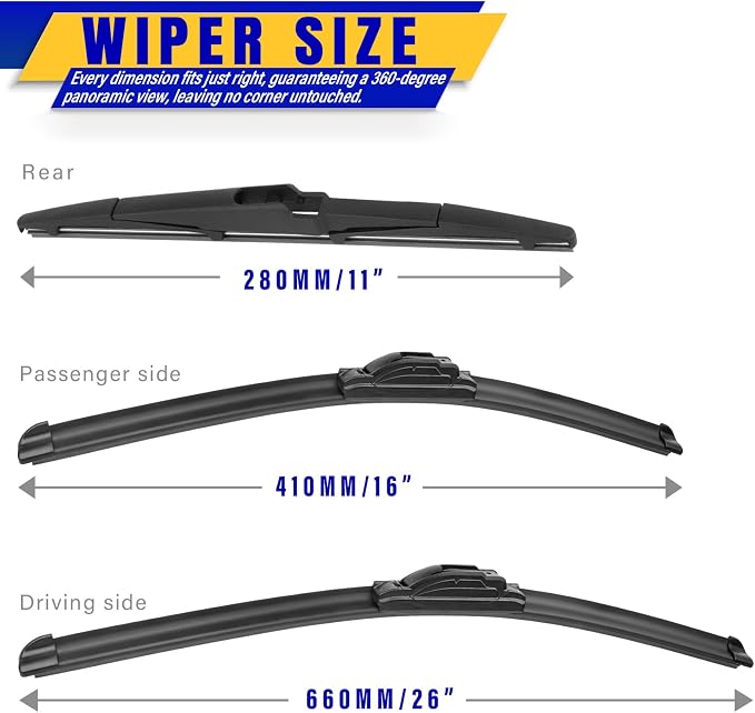 3 wipers Replacement for 2017-2022 KIA Sportage/2019-2021 2022 2023 Hyundai - Image 2